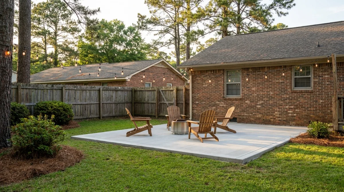 Patio with firepit area in Fayetteville, NC