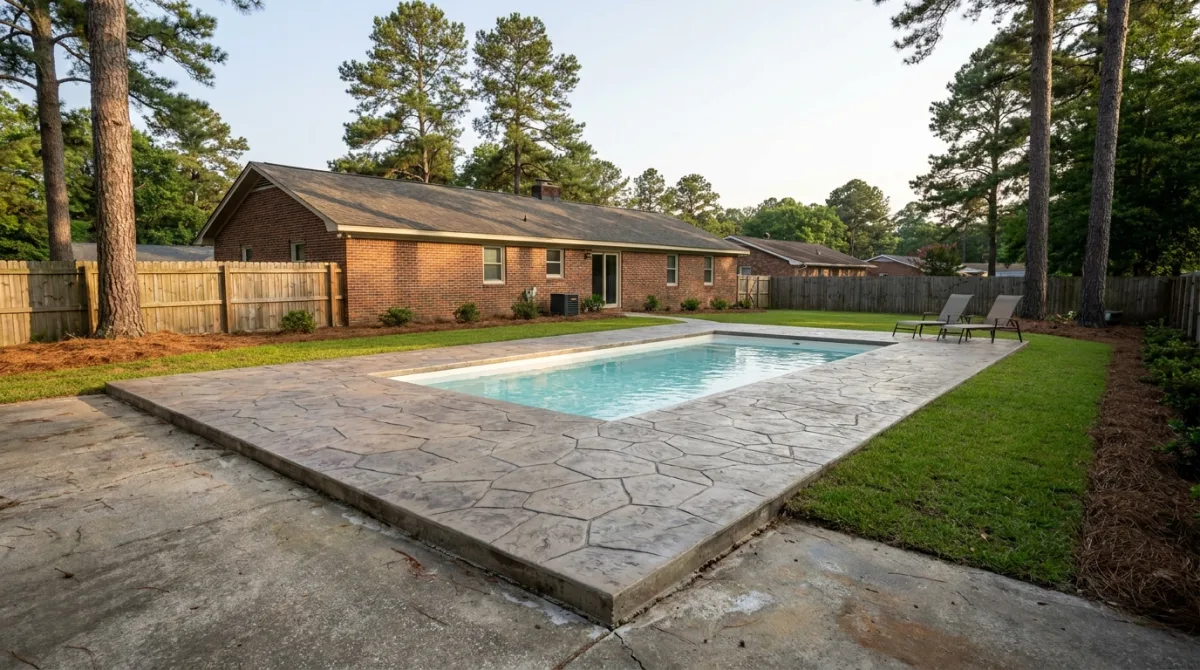 Stamped pool deck surround
