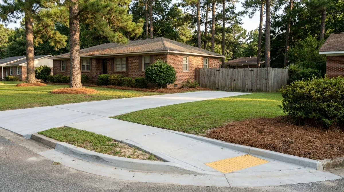 ADA-compliant ramp and sidewalk