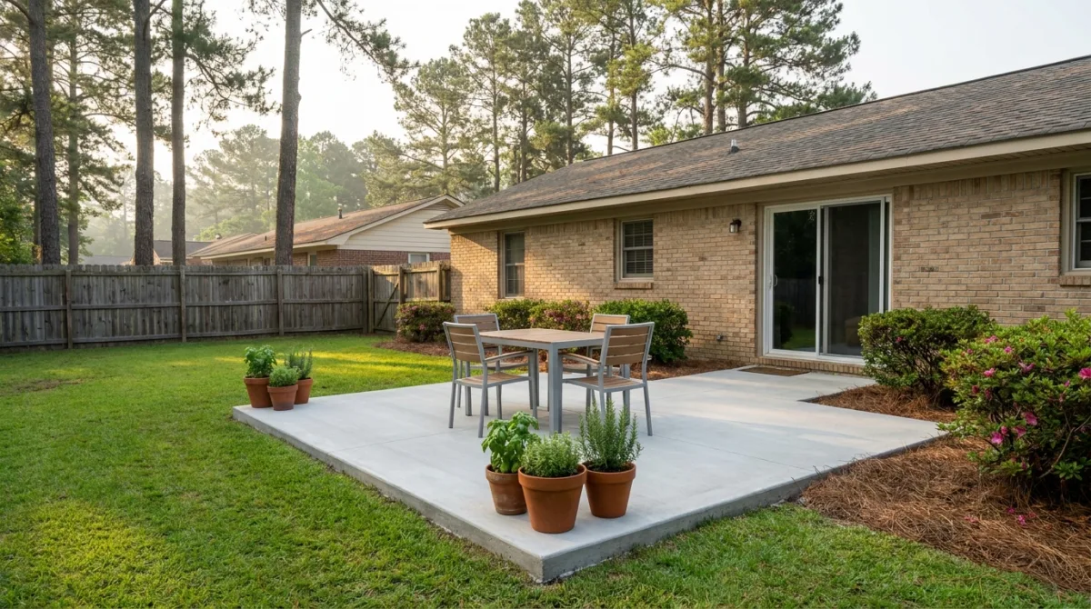 Concrete patio slab project in Fayetteville NC