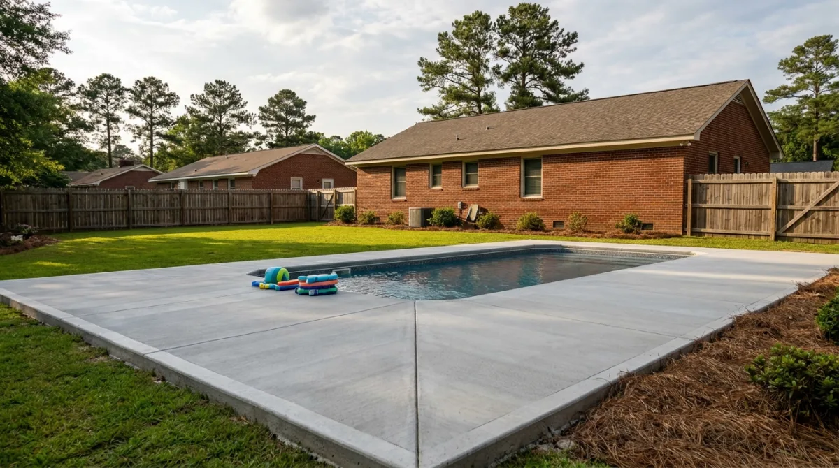 Concrete pool deck installation in Fayetteville NC