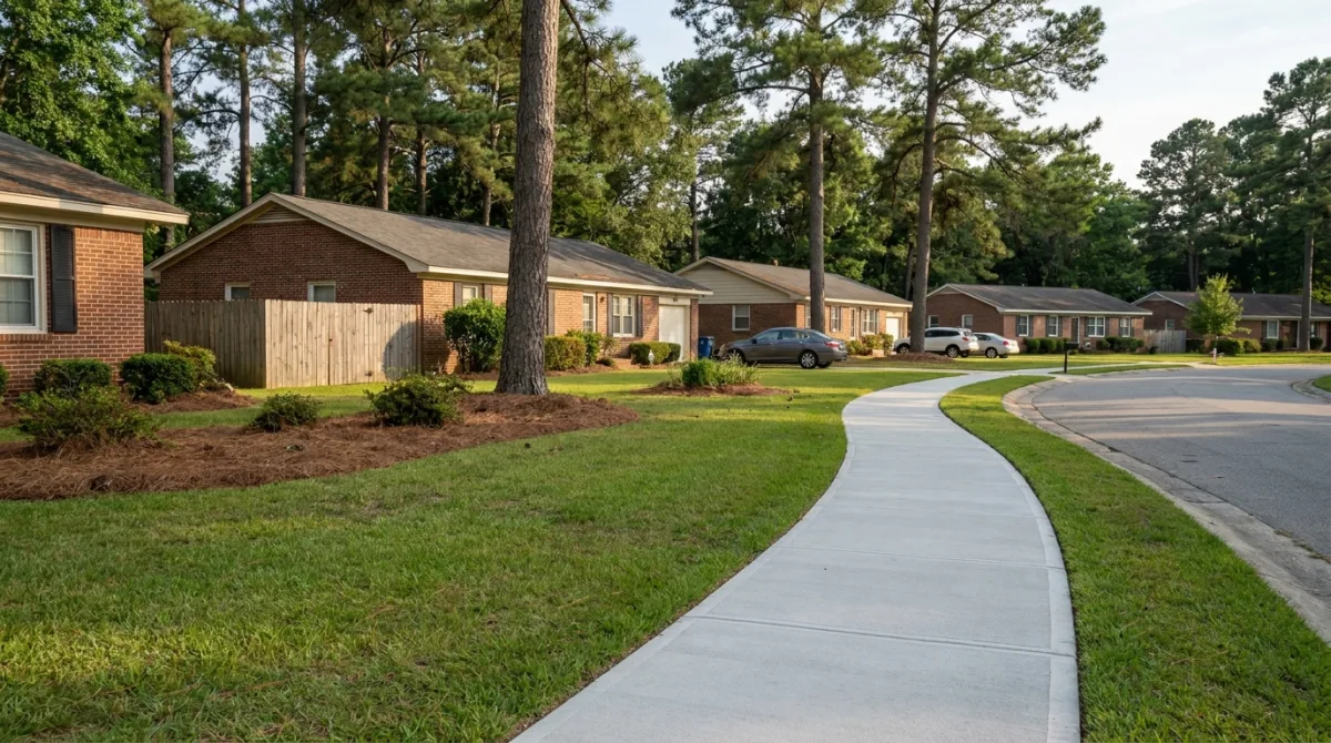 Concrete sidewalk installation in Fayetteville NC