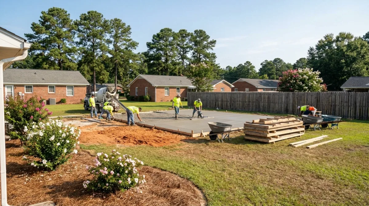 Fresh concrete slab in Cumberland County