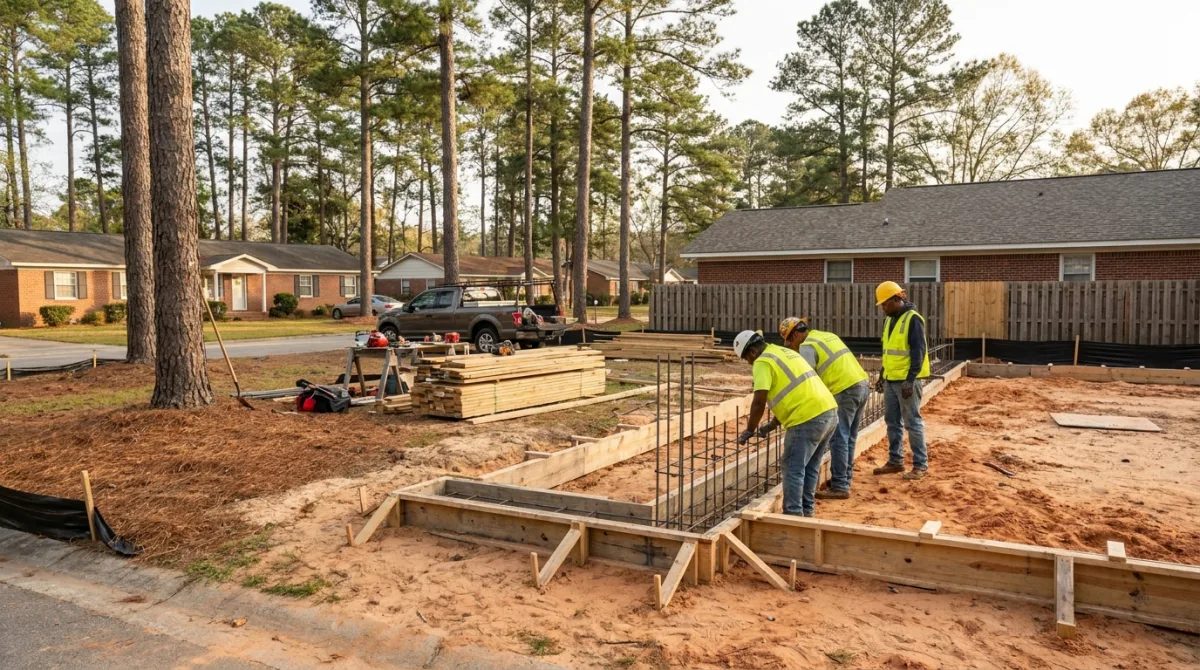 Concrete foundation pour in Fayetteville NC