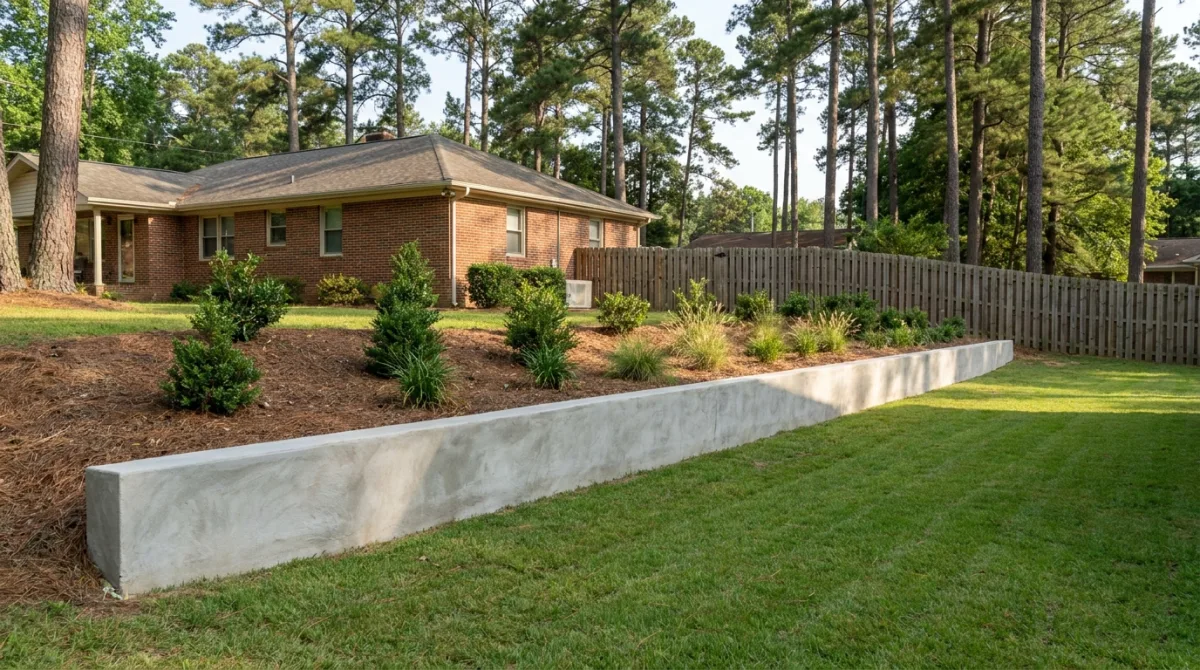 Concrete retaining wall project in Fayetteville NC